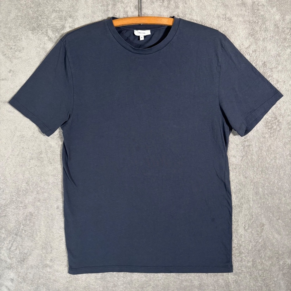 Reiss‎ Mens XL Navy Blue Cotton Crew Neck Short Sleeve T-Shirt Basics Minimalist